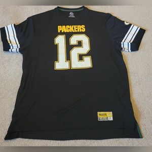 Green bay packers mens 2xl black short sleeve Majestic Aaron Rodgers #12 shirt